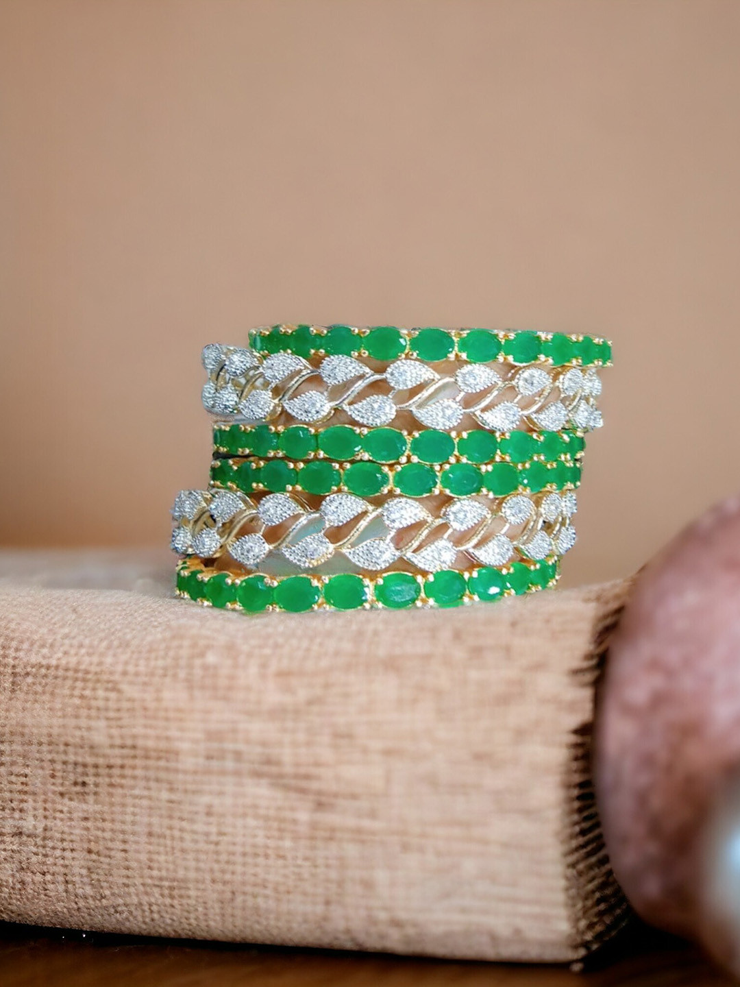 The Pari Set Of 6 Rhodium-Plated AD-Studded Bangle