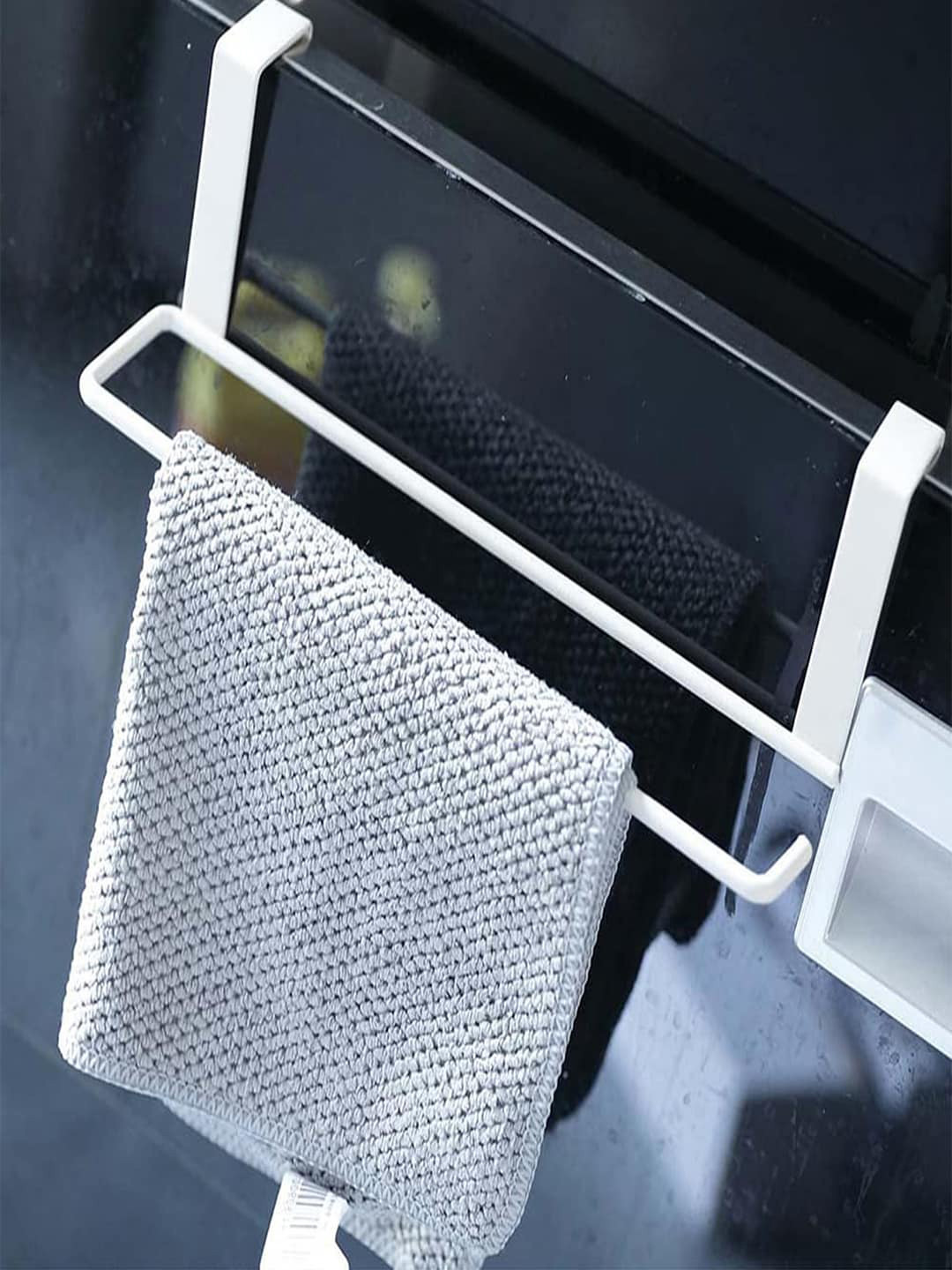 Kuber Industries White Classic Matte Stainless Steel Towel Holder Bathroom Accessories