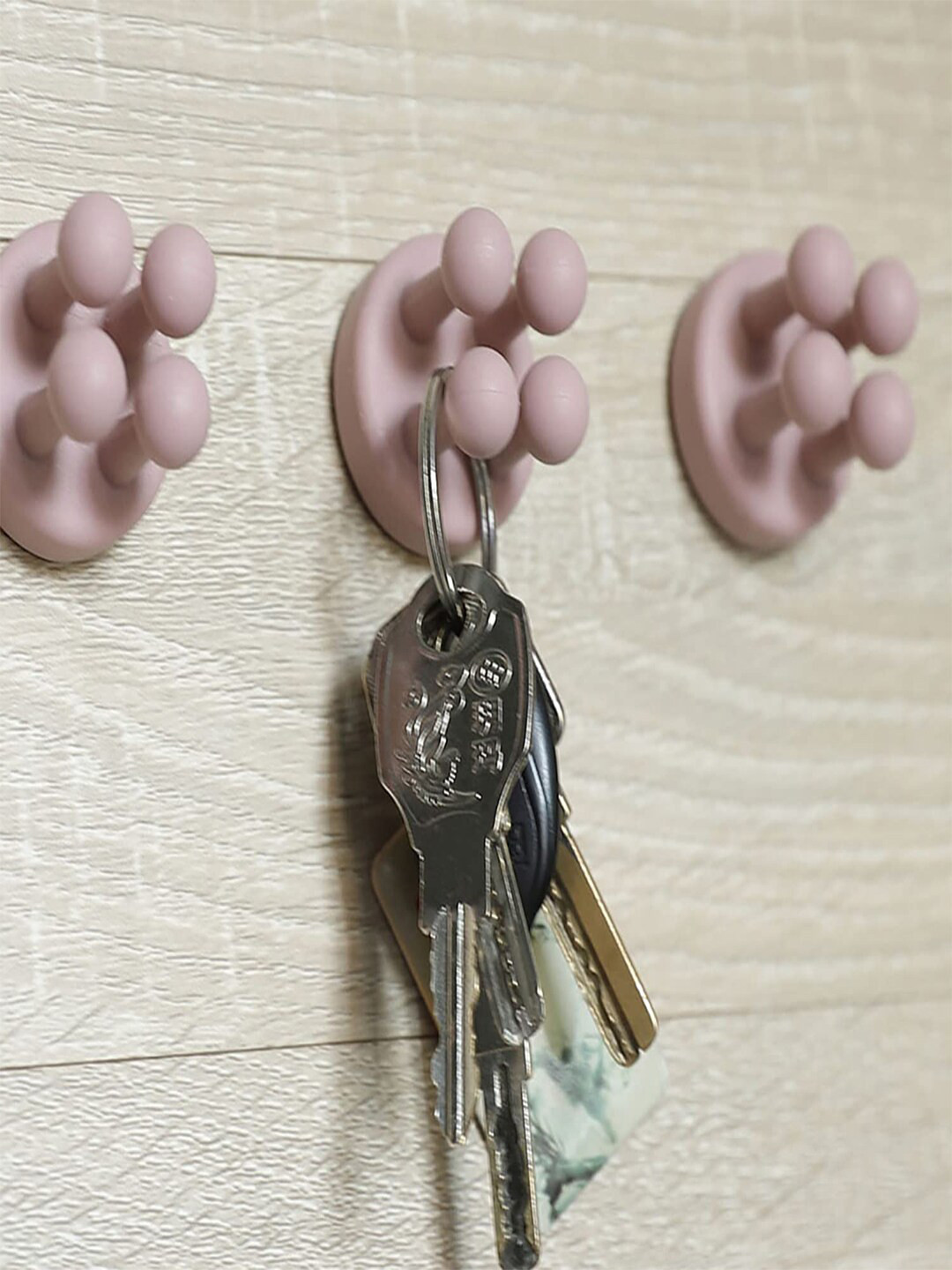 Kuber Industries Pink 4 Pieces Sticky Wall Hooks