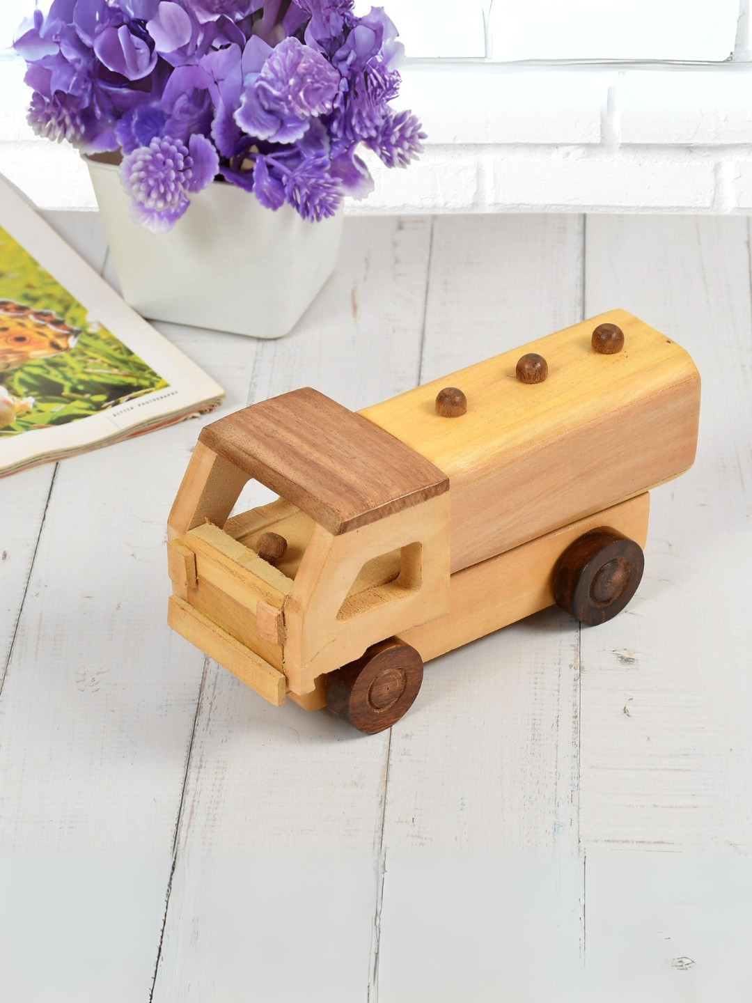 CLIO'S HERITAGE STORE  Kids Brown Wooden Truck Toy Vehicles