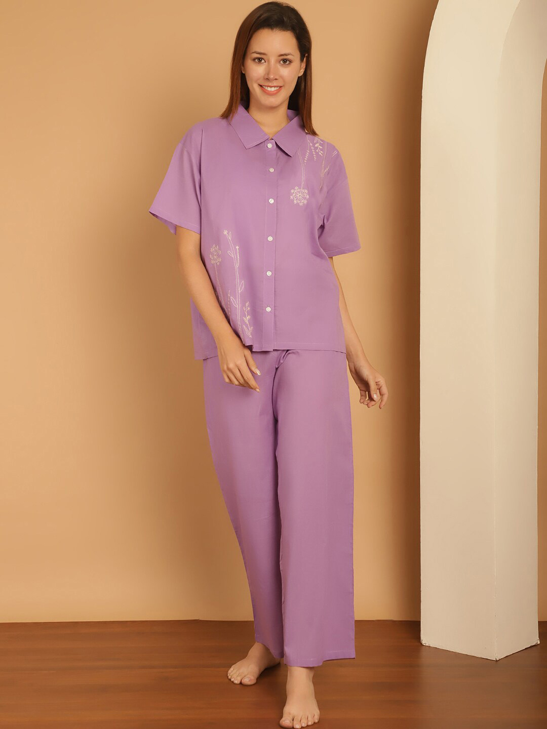 Kanvin Purple Pure Cotton Night suit