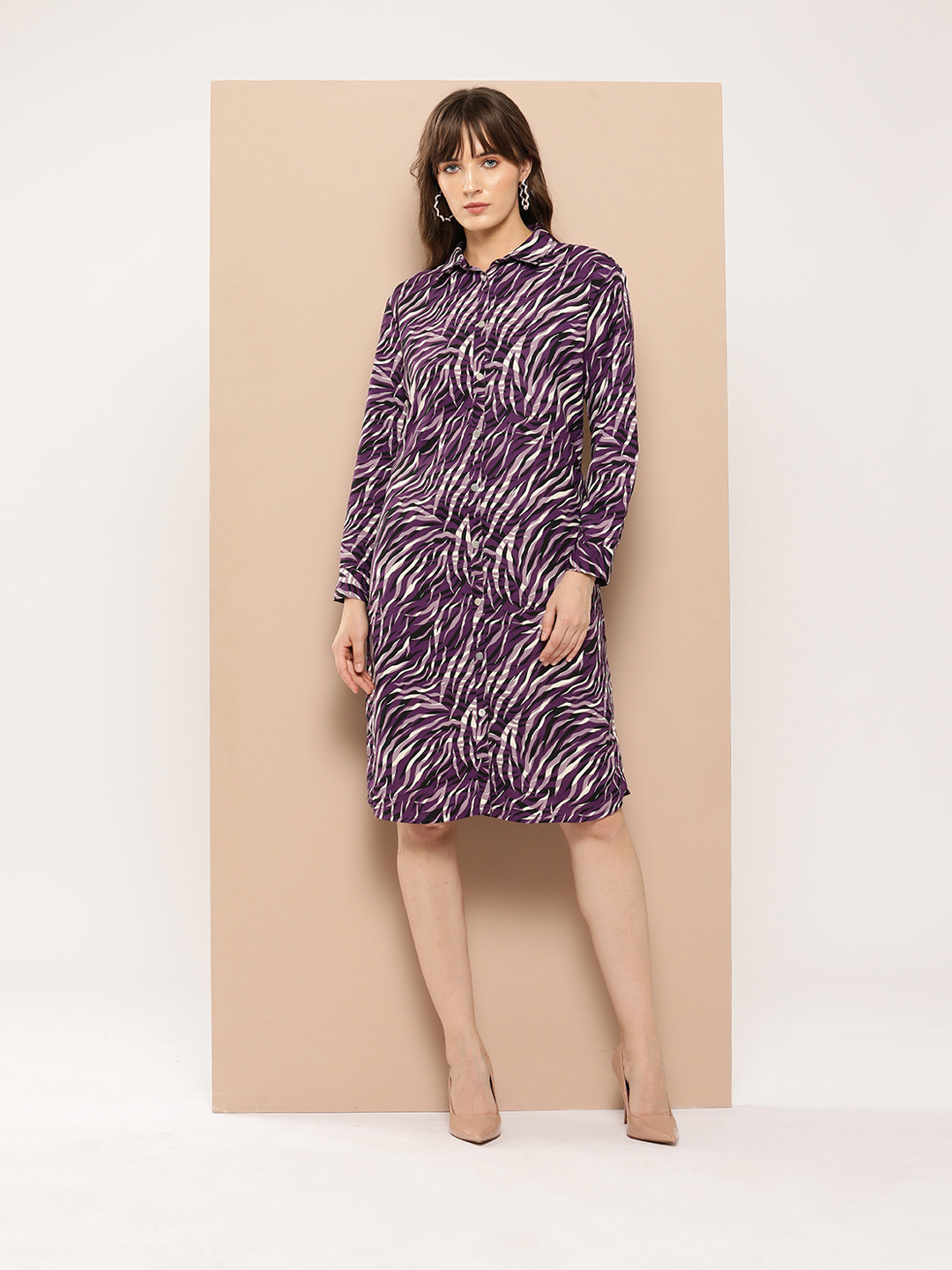 Chemistry Animal Print Shirt Dress