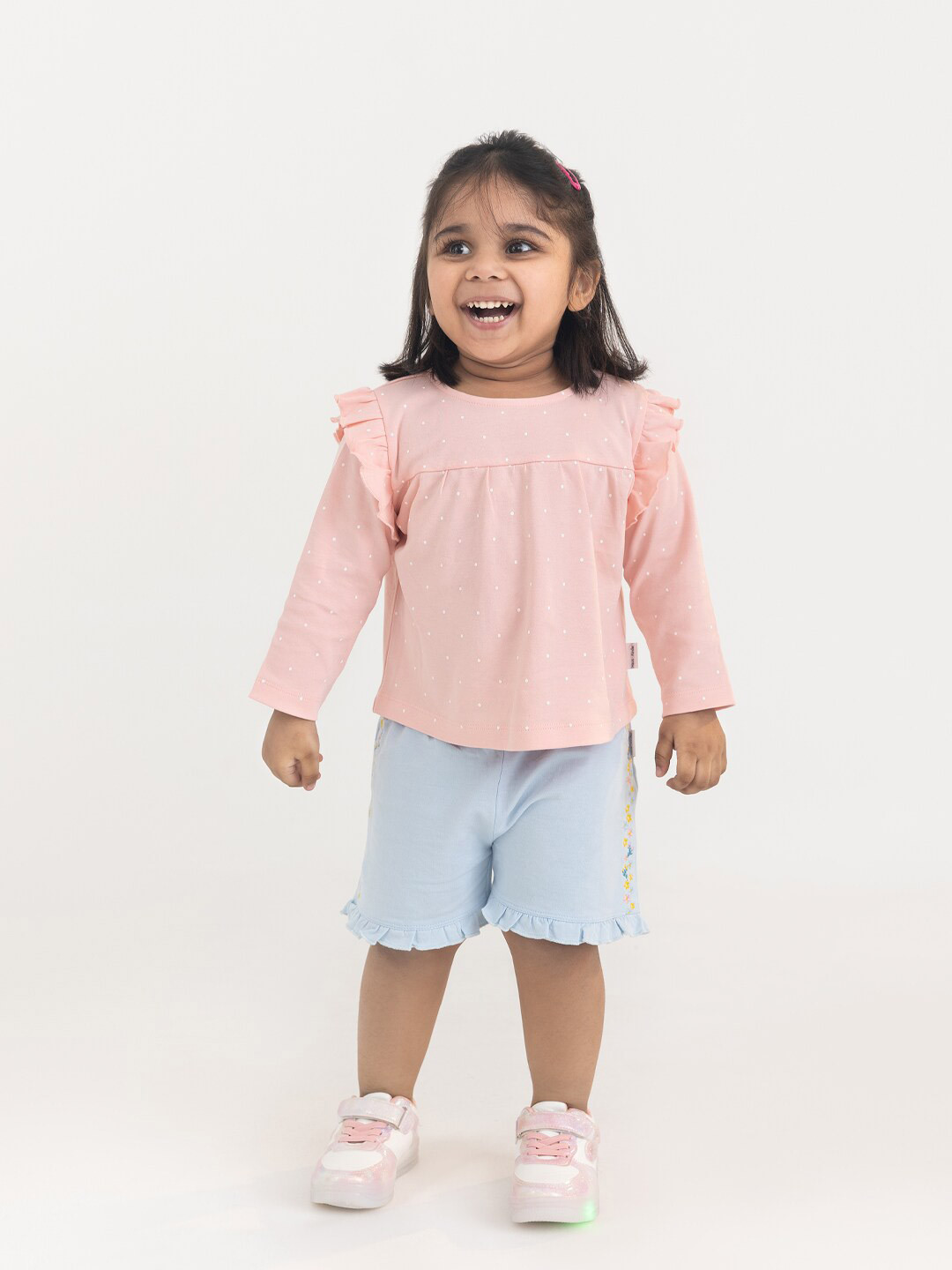 haus & kinder Girls Pure Cotton Printed Top with Shorts