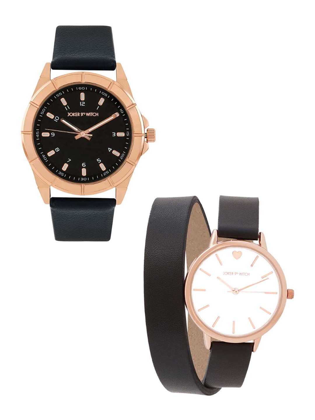 JOKER & WITCH Set Of 2 His and Her Leather Straps Analogue Watch JWJCW434