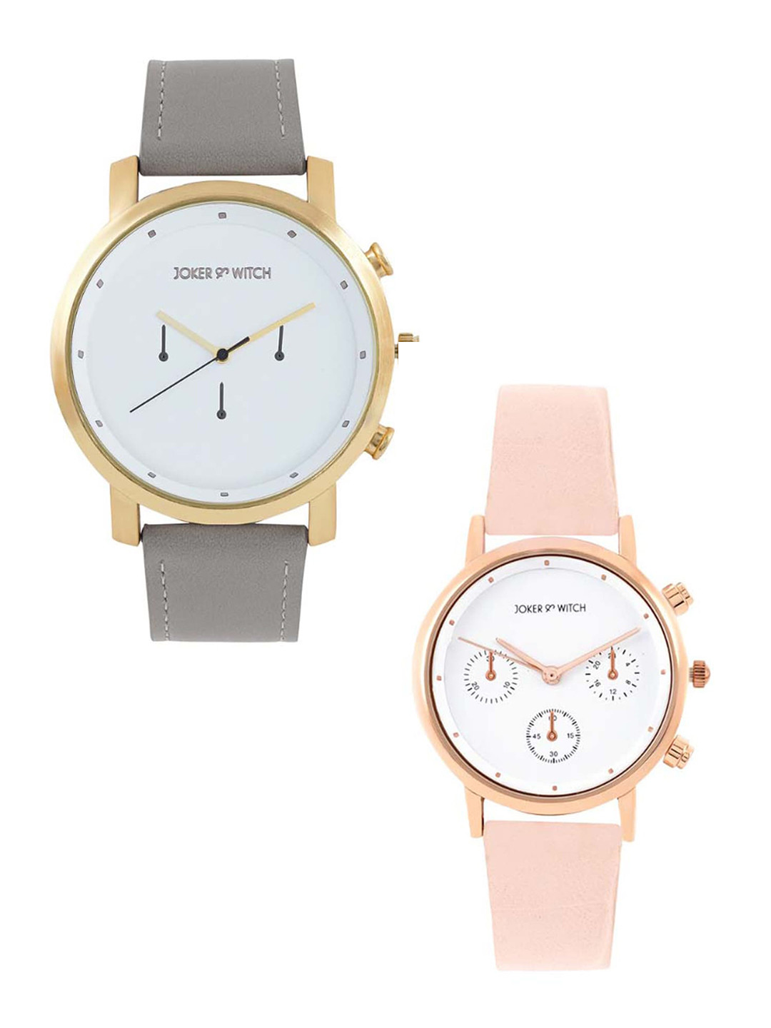 JOKER & WITCH Unisex Stainless Steel Dial Analogue His and Her Watches Giftset JWJCW415