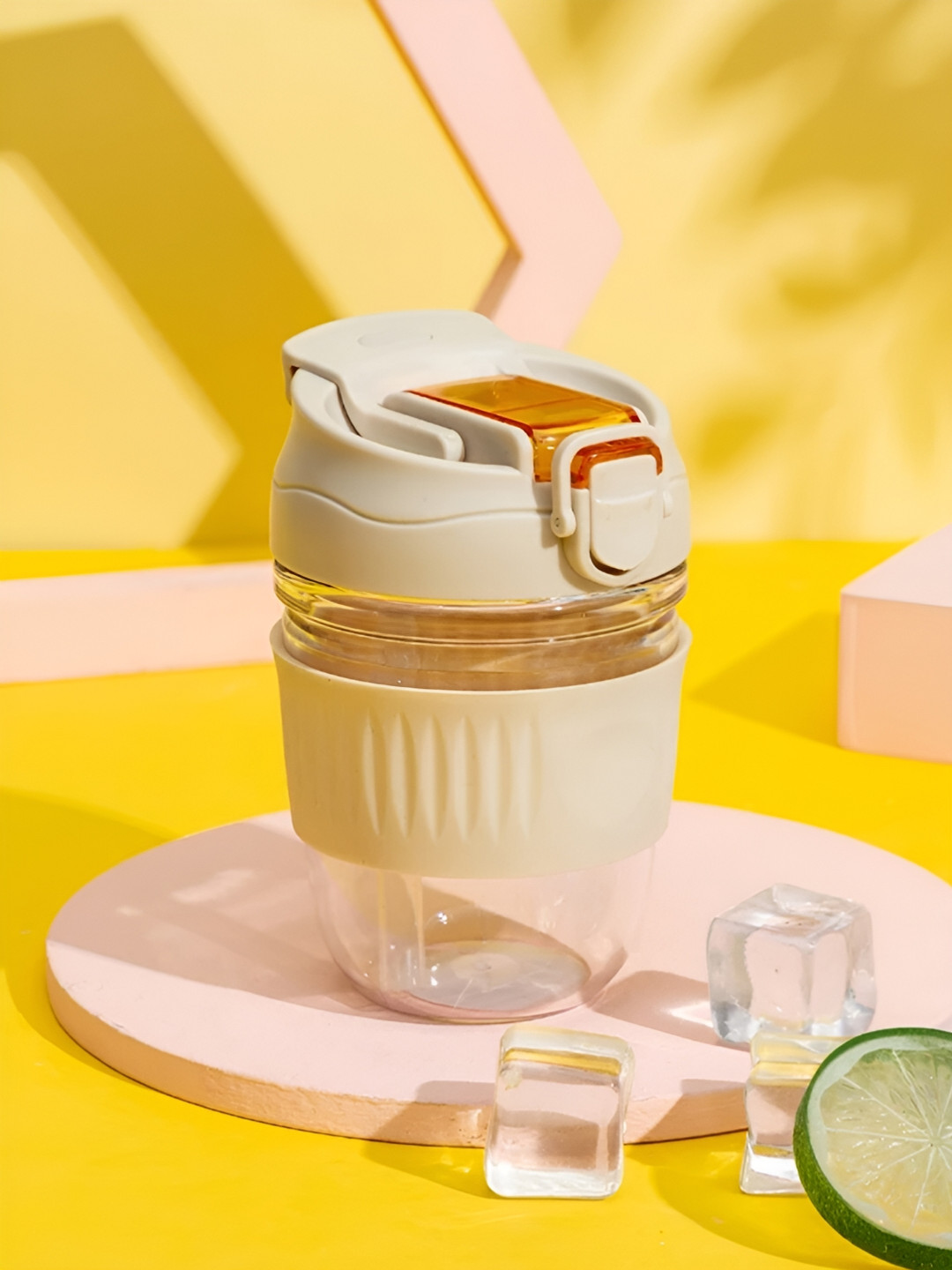 UniKart Beige Glass Transparent Sipper Water Bottle 350ml