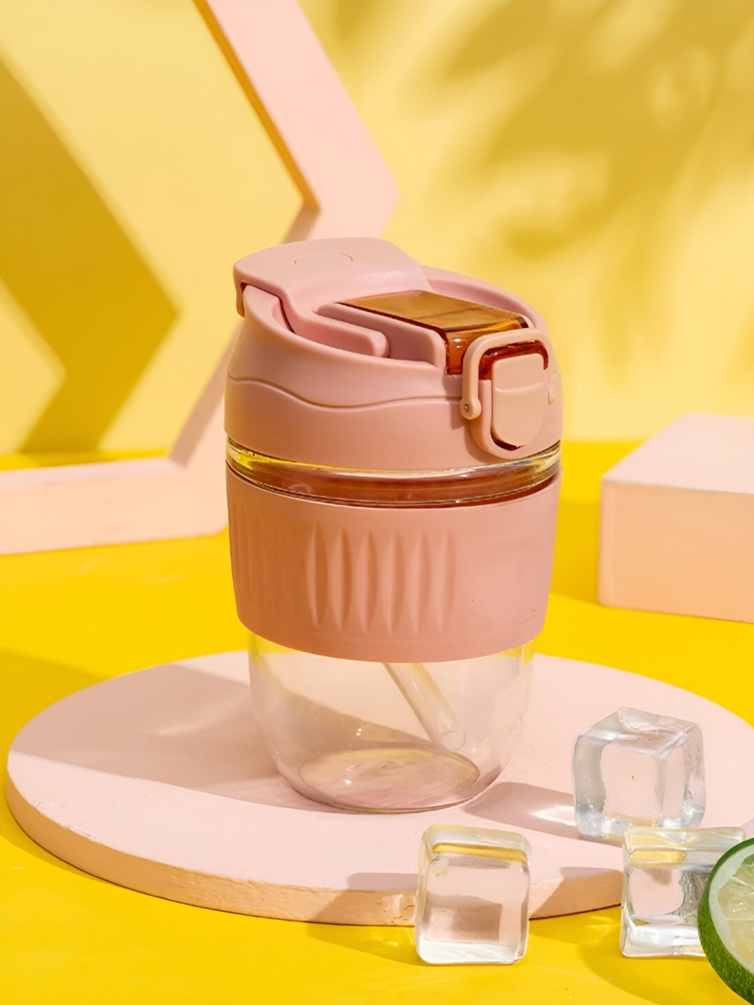 UniKart Beige Glass Transparent Sipper Water Bottle 350ml