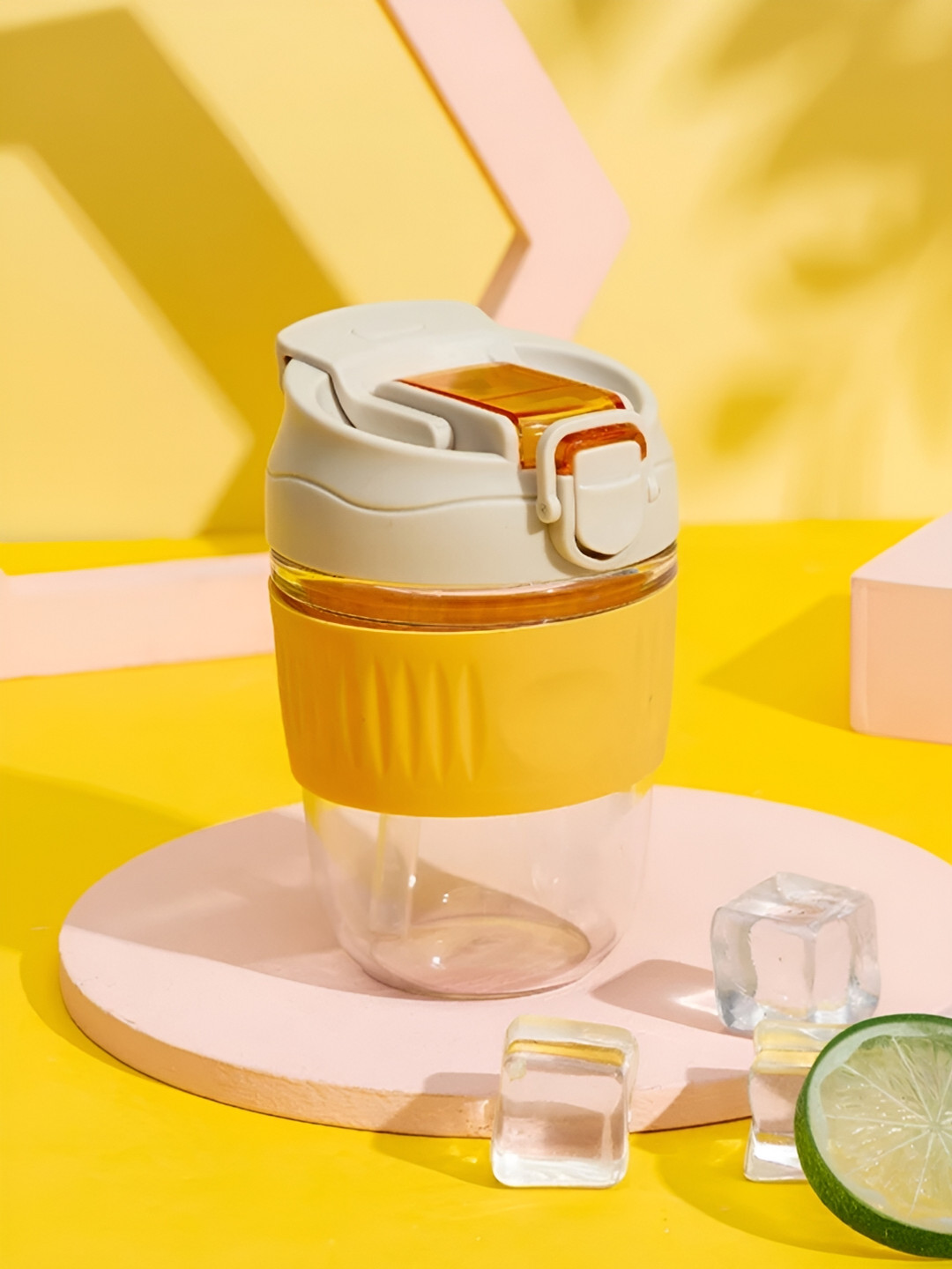 UniKart Yellow & Transparent Glass Sipper Bottle 350 ml