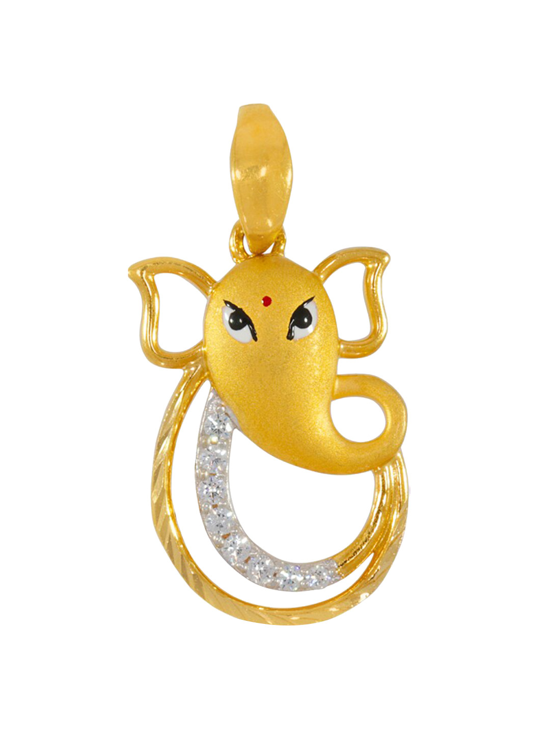 BHIMA 22K Hallmark 916 Purity Yellow Gold Ganesha Stone Pendant