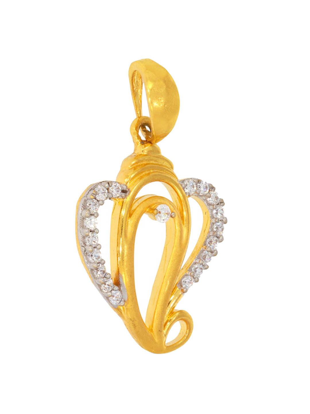 BHIMA 22K Hallmark 916 Purity Yellow Gold Moulding Stone Pendant