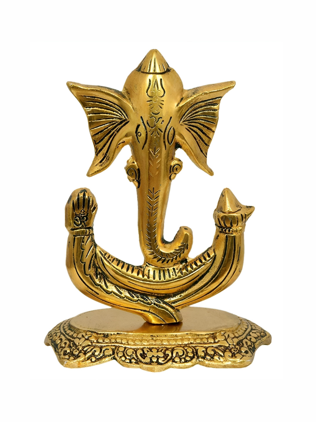 Navyaksh Ganesh invisible Gold Metal Metallic Prayer Room Small Showpiece - 7.1 Inches
