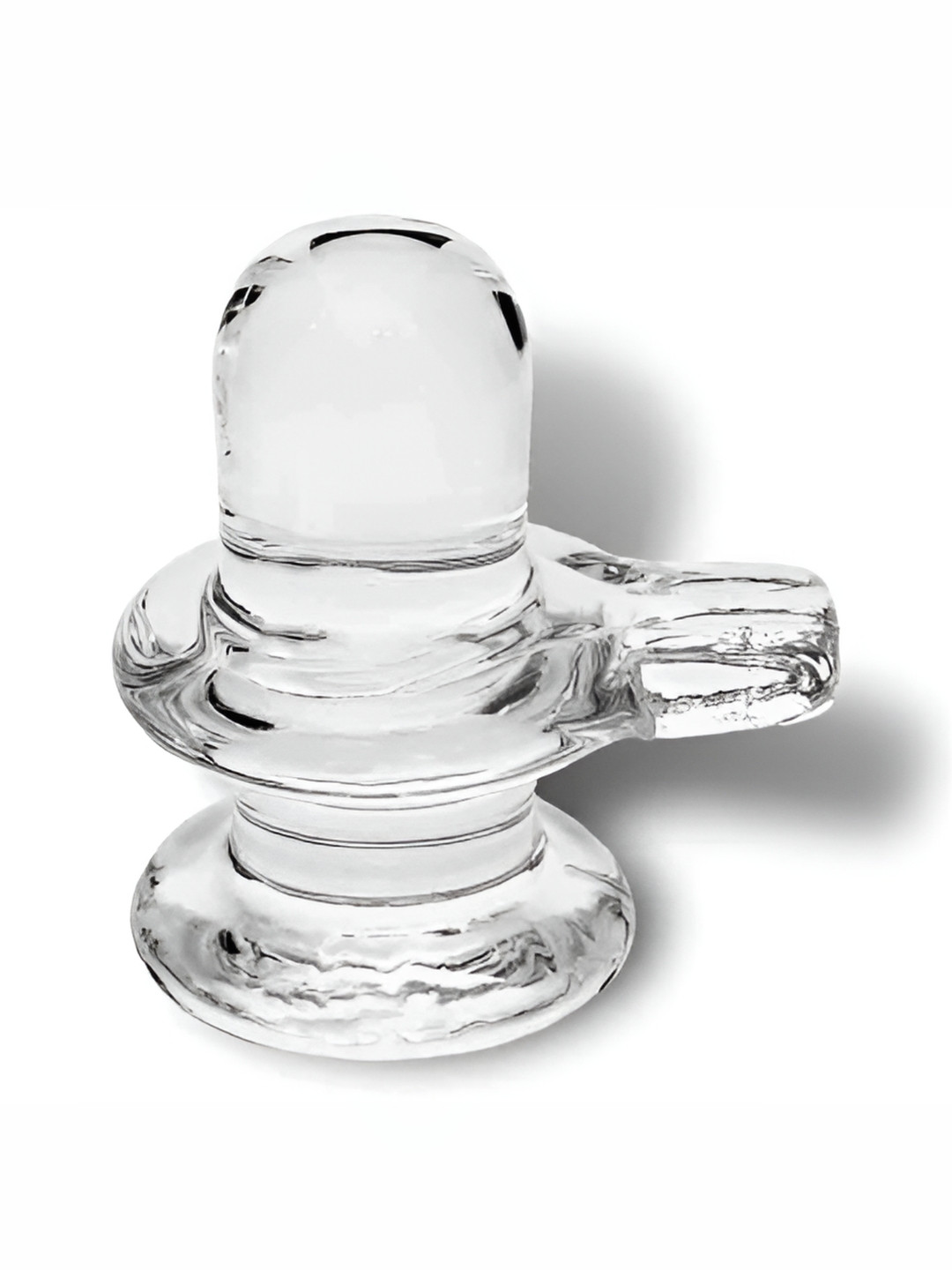 Navyaksh Shiv Ling Transparent Glass Glossy Prayer Room Tiny Showpiece - 1.1 Inches