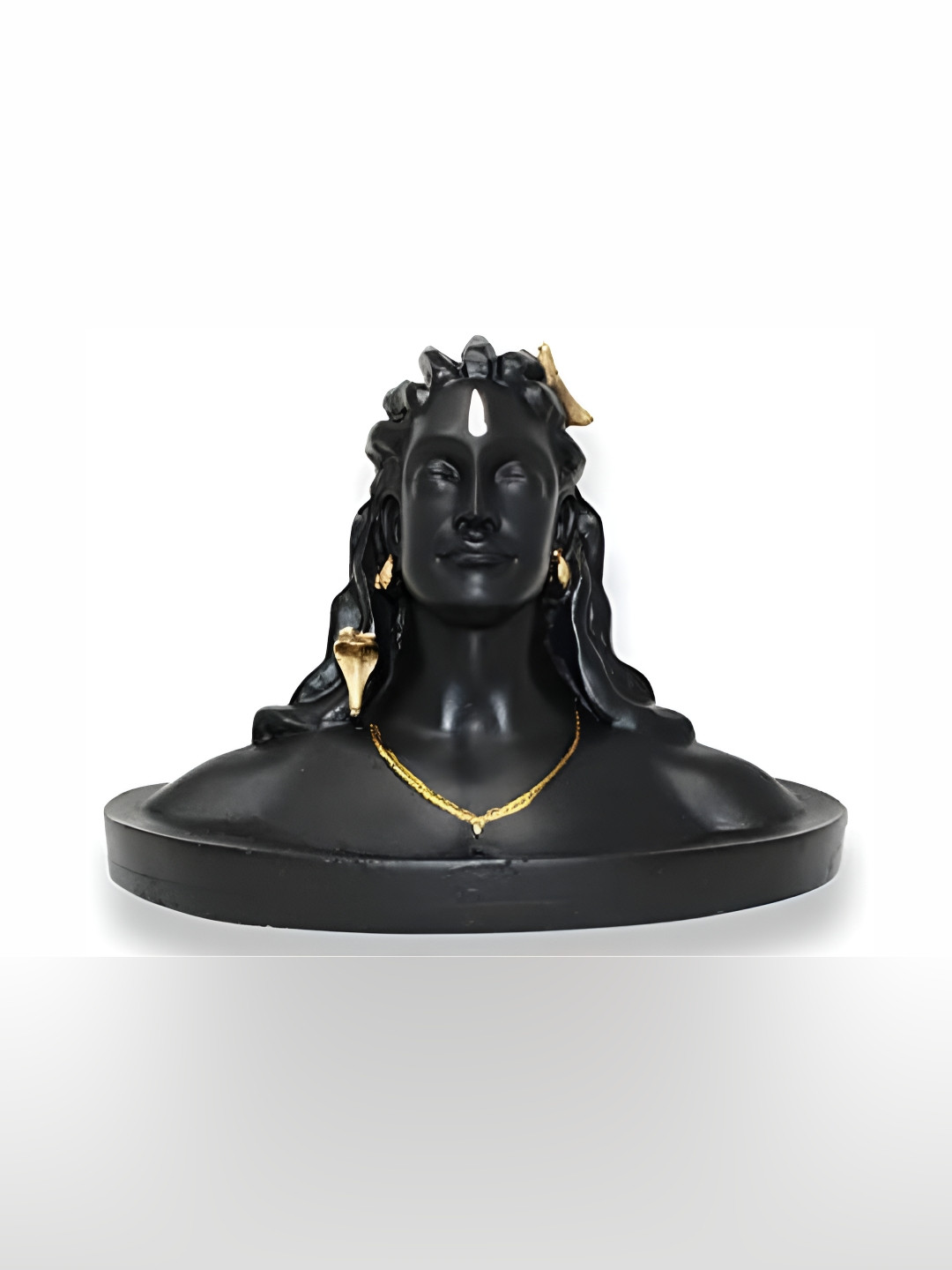 Navyaksh Yogi Black Marble Matte Living Room Small Showpiece - 5.9 Inches
