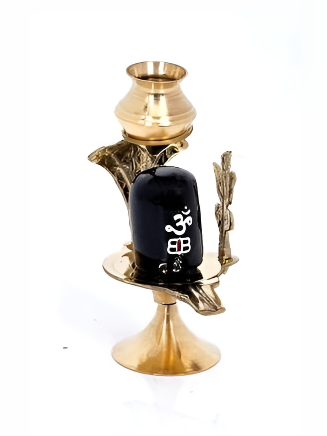 Navyaksh New Shiv-Ling Gold Brass Metallic Prayer Room Set of 3 Medium Showpieces - 2 Inches