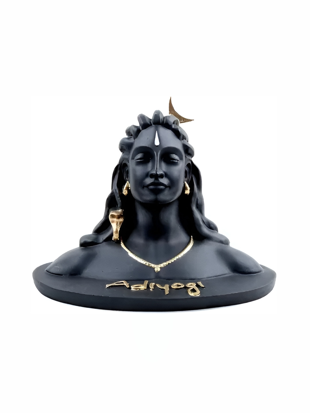 Navyaksh Baba Yogi Black Polyresin Matte Prayer Room Small Showpiece - 1.6 Inches
