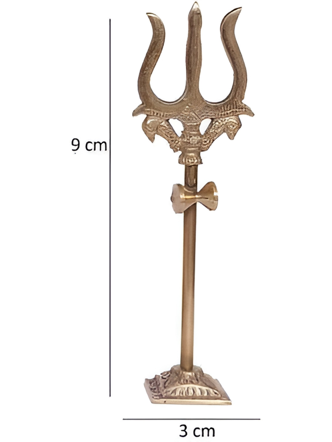 Navyaksh Trishul Gold Brass Metallic Prayer Room Tiny Showpiece - 3.5 Inches