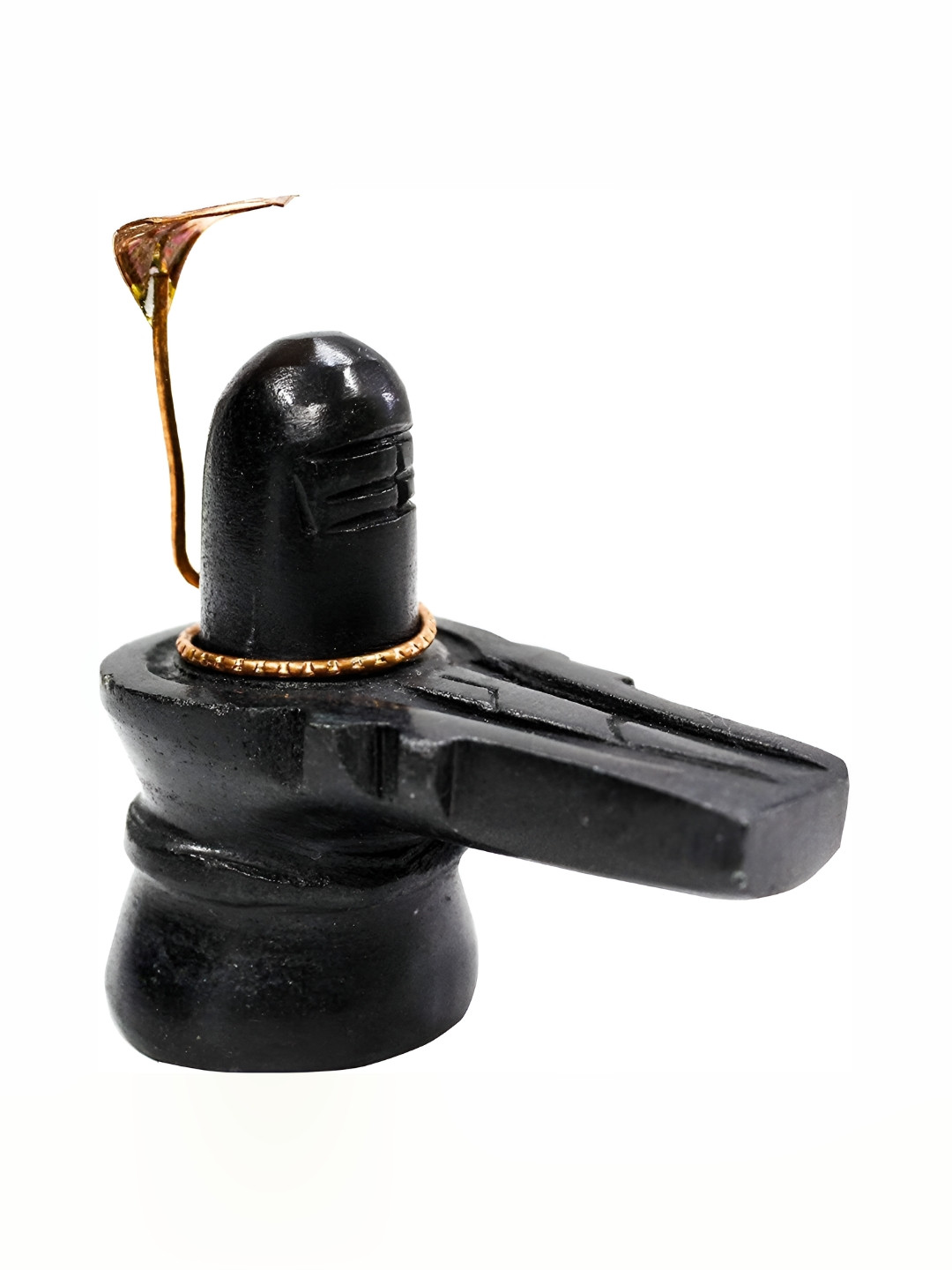 Navyaksh Naag Black Pathar Shivling Black Stone Natural Prayer Room Set of 2 Small Showpieces - 1.6 Inches