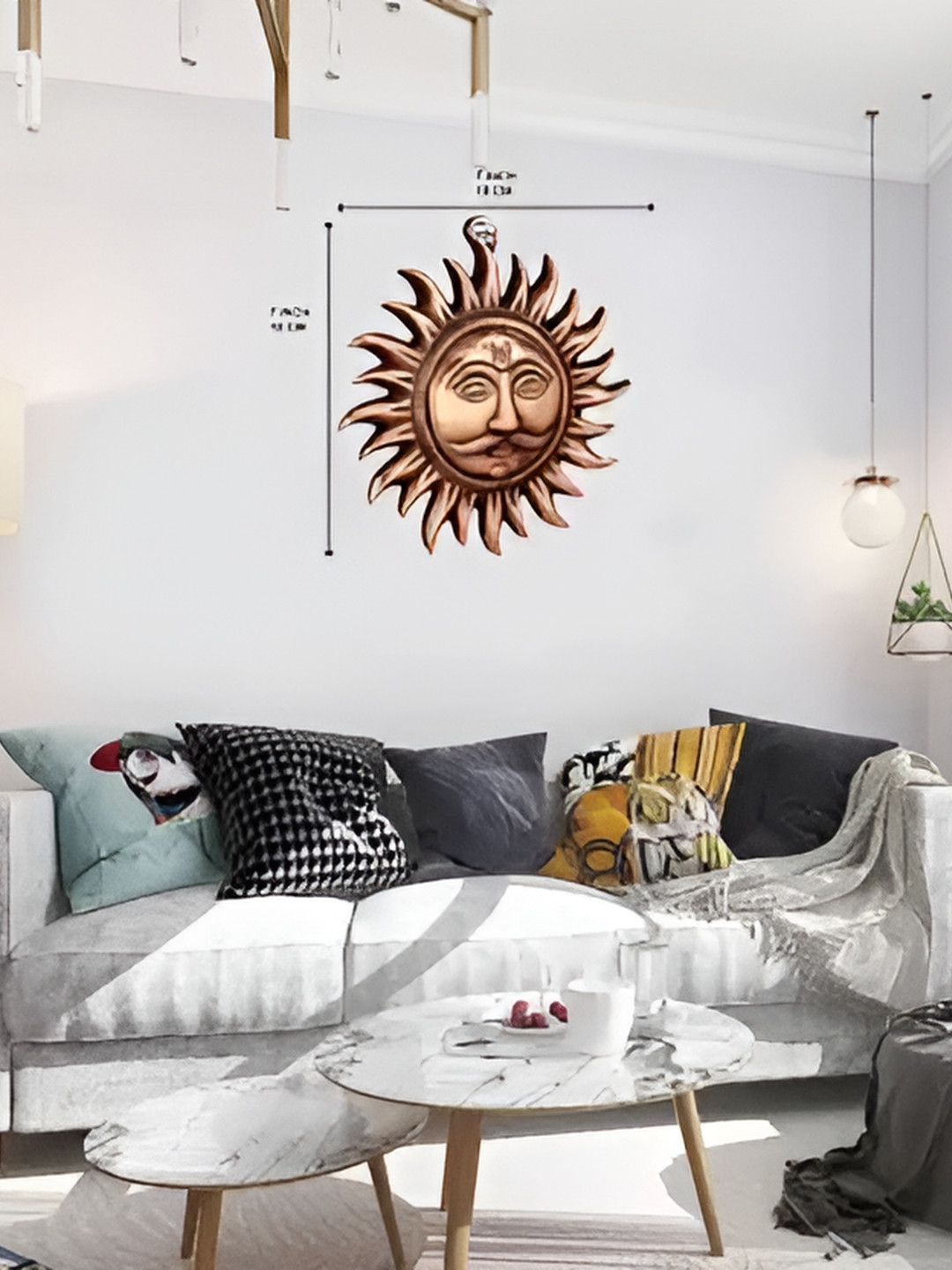 Navyaksh Suraj Copper Ethnic Motifs Antique Hanging Hall Spiritual Wall Decor-3.7In