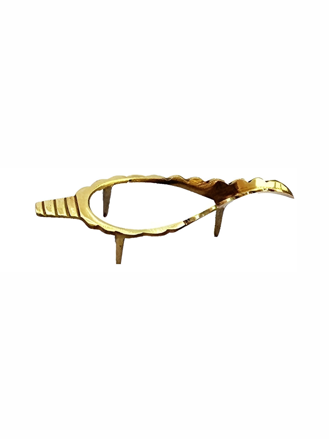 Navyaksh Shankh Stand Beige Brass Metallic Prayer Room Small Showpiece - 2 Inches