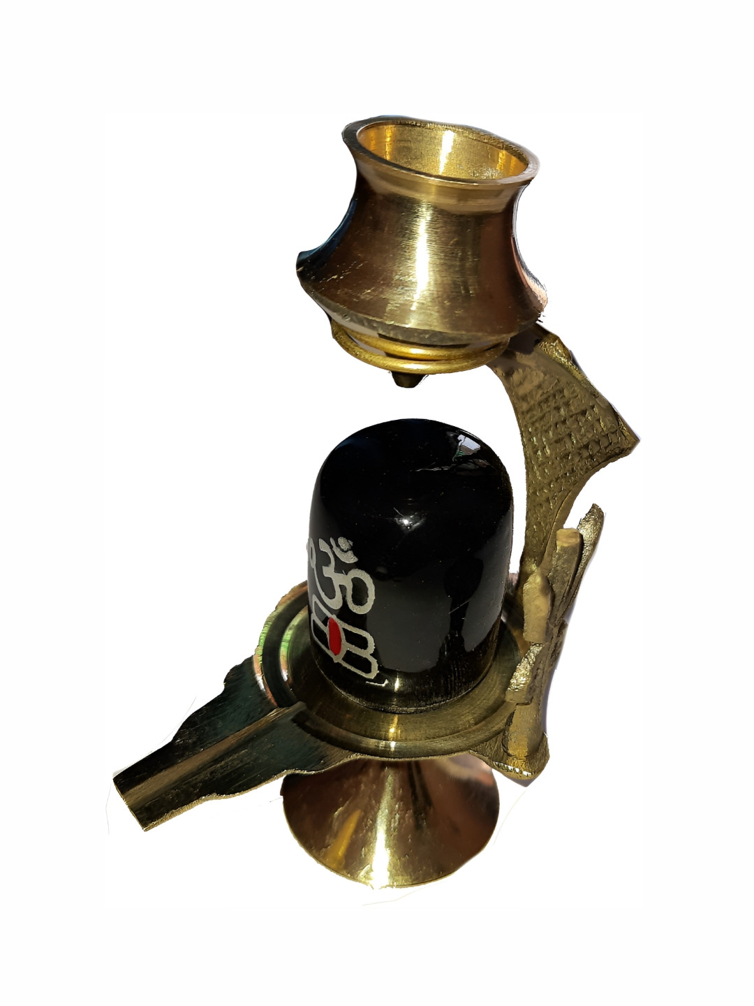 Navyaksh Shivling Black Brass Metallic Prayer Room Set of 3 Tiny Showpieces - 1.6 Inches