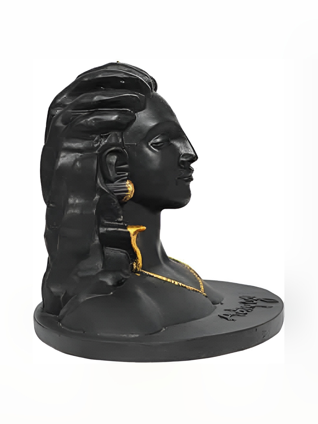 Navyaksh Yogi Black Marble Natural Study Room Small Showpiece - 1.6 Inches