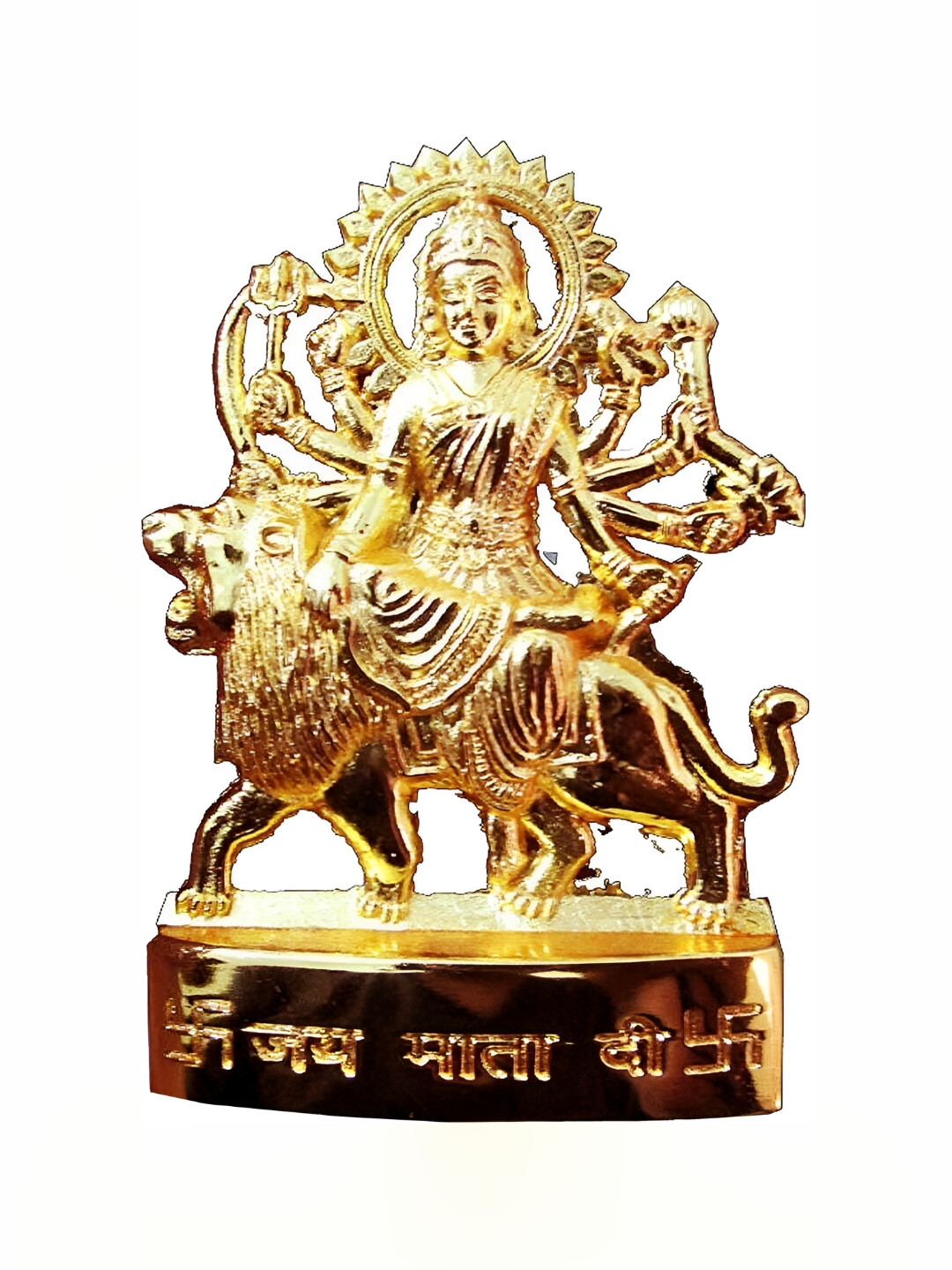 Navyaksh Durga Gold Polyresin Glossy Prayer Room Small Showpiece - 1.6 Inches