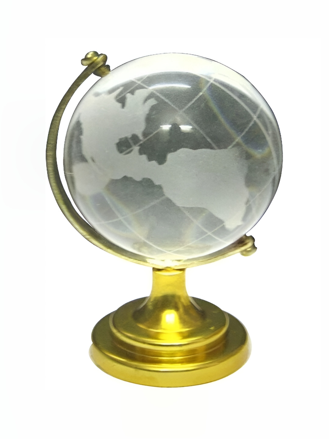 Navyaksh Globe White Glass Glossy Living Room Small Showpiece - 2.4 Inches