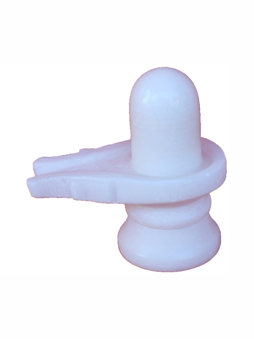 Navyaksh White Stone Glossy Prayer Room Small Showpiece - 3.1 Inches