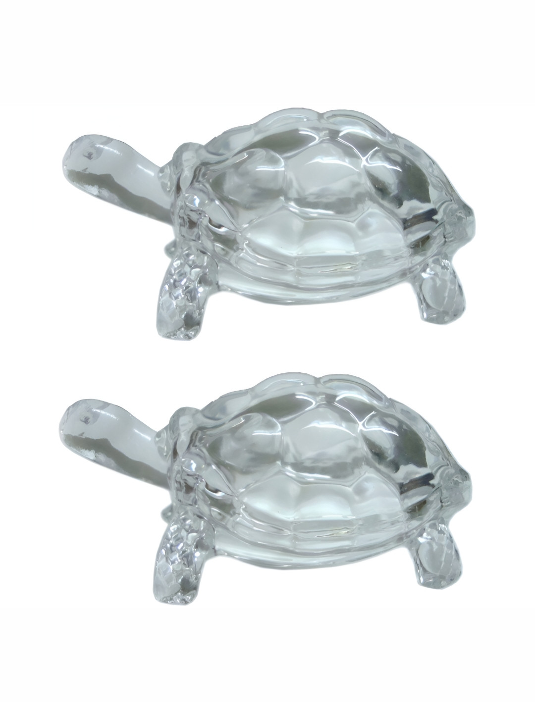 Navyaksh Turtle Transparent Crystal Matte Garden Set of 2 Tiny Showpieces - 1.6 Inches