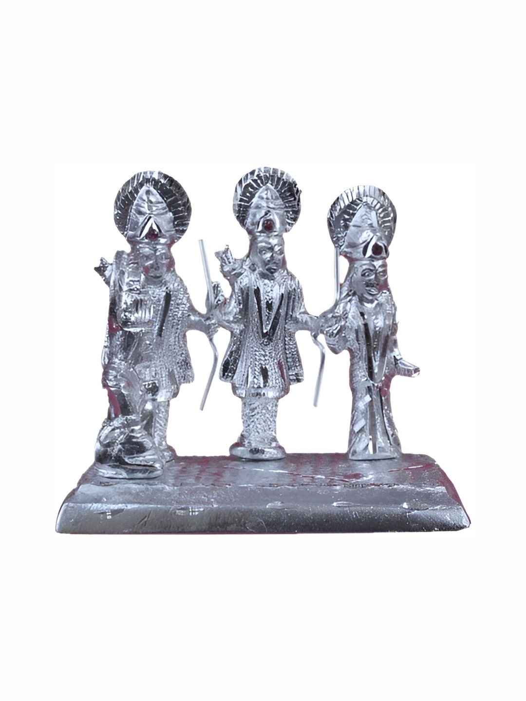 Navyaksh Ram Darabar Silver Metal Metallic Prayer Room Small Showpiece - 4.2 Inches