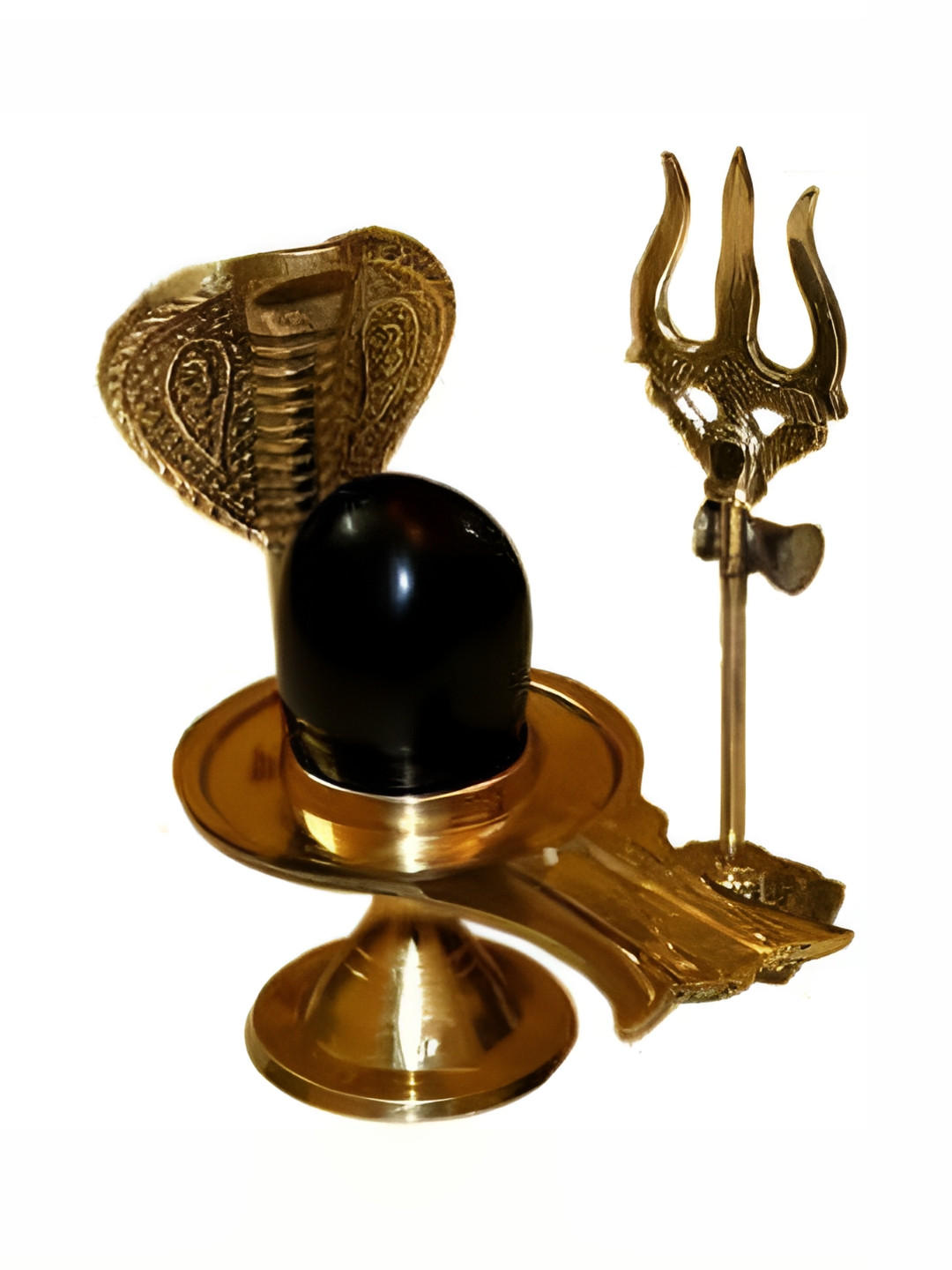 Navyaksh Bhari Jal, Trishula Gold Brass Metallic Prayer Room Set of 2 Small Showpieces - 3.5 Inches