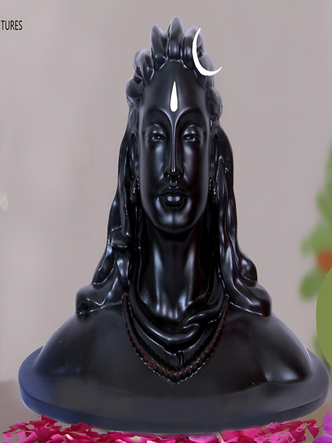 Navyaksh Adiyogi Black Polyresin Glossy Living Room Small Showpiece - 7.1 Inches