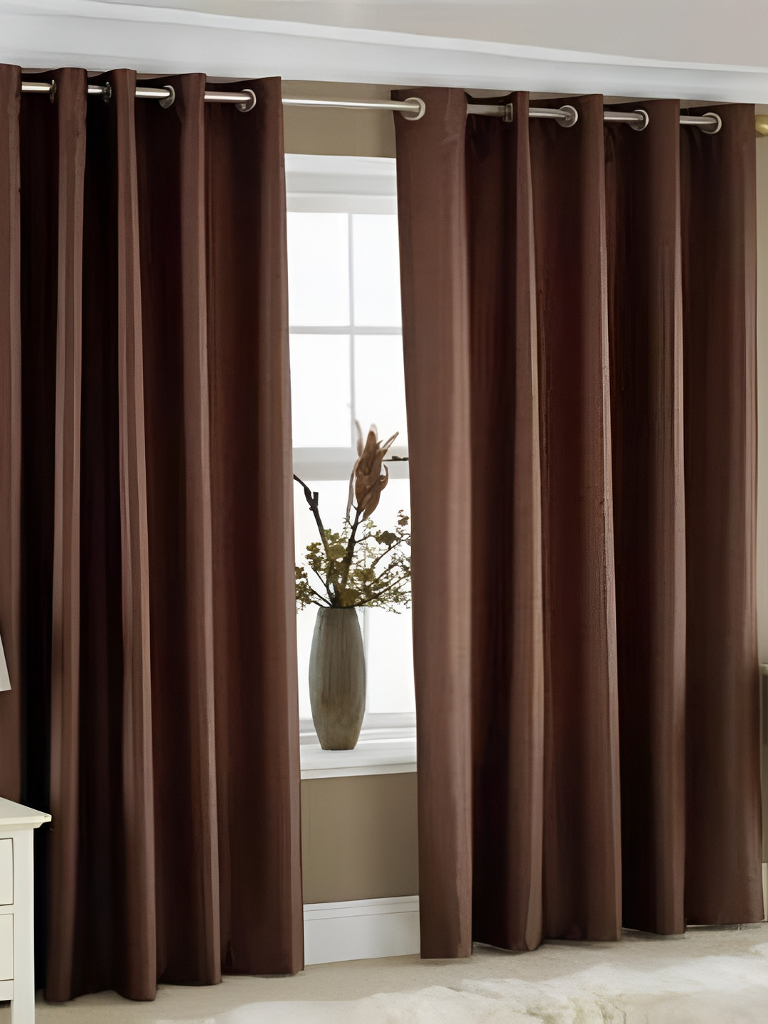 Exporthub Brown 2 Pieces Window Curtains
