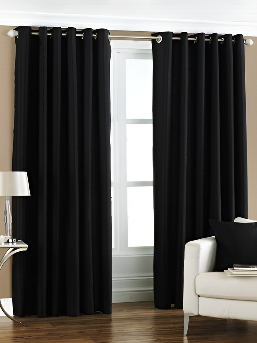 Exporthub Black 2 Pieces Window Curtains