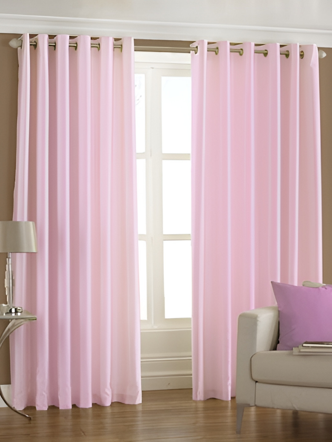Exporthub Pink 2 Pieces Window Curtains