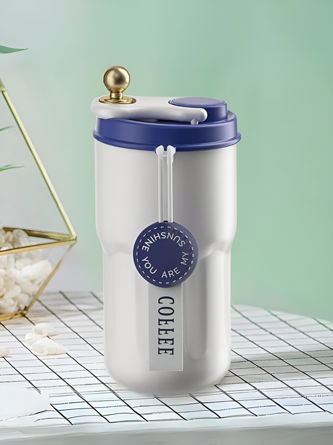 UniKart Oriental Blue Typography Stainless Steel Leak Proof Mug-420ml