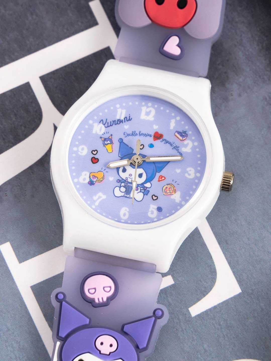 WANTON Kids Printed Analogue Watch K-64 Purple Allien teddy