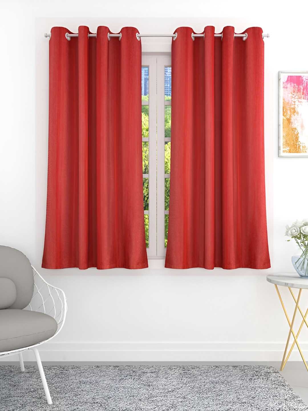 THE CONVERSION Red 2 Pieces  Room Darkening Window Curtains