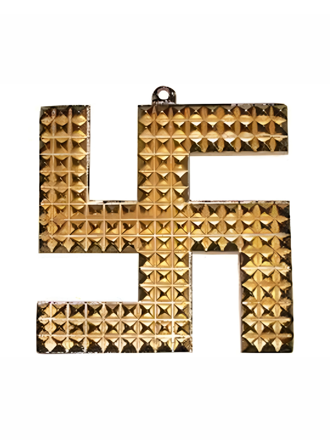 Navyaksh Swastik Peach Brass Metallic Living Room Tiny Showpiece - 2.8 Inches