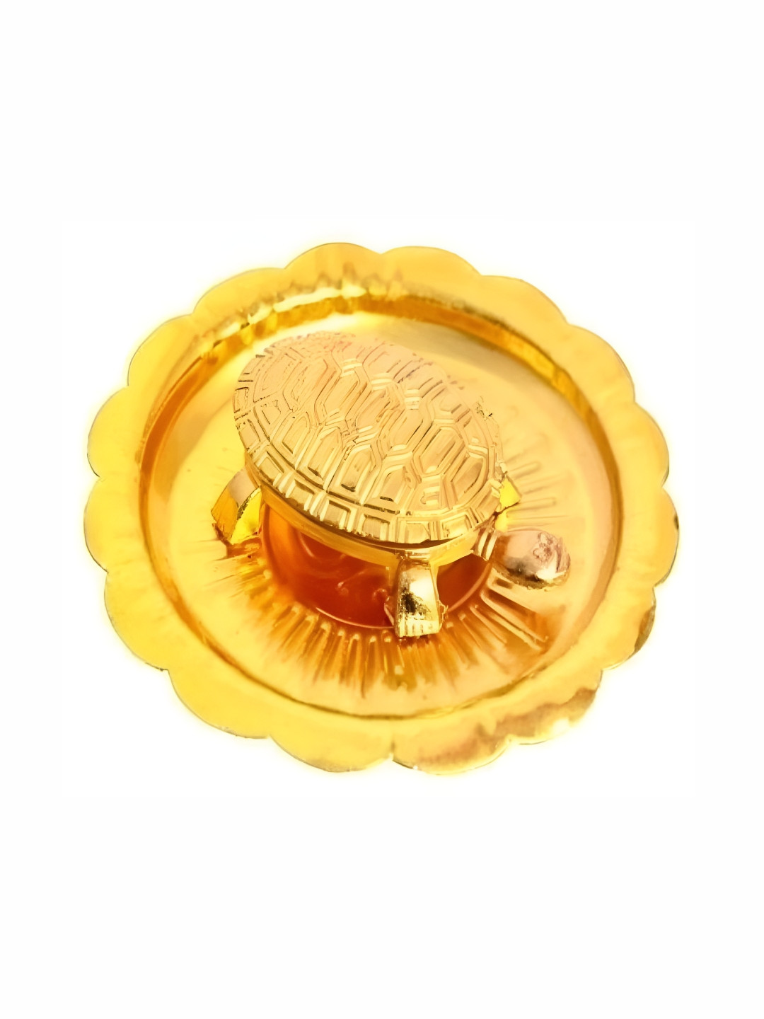 Navyaksh Peeli Kachua Plate Gold Brass Metallic Living Room Set of 2 Small Showpieces - 1.6 Inches