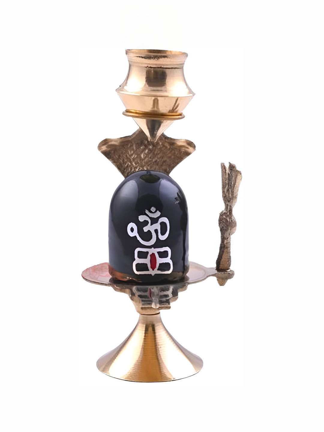 Navyaksh New Shivling Black Brass Metallic Prayer Room Set of 3 Small Showpieces - 1.6 Inches