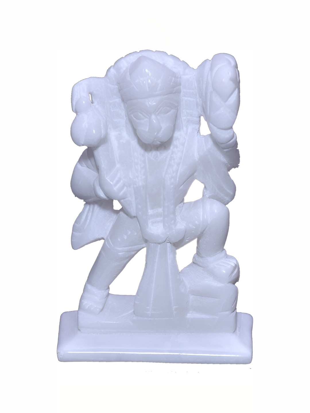 Navyaksh Hanuman Ji White Marble Natural Prayer Room Small Showpiece - 5.1 Inches