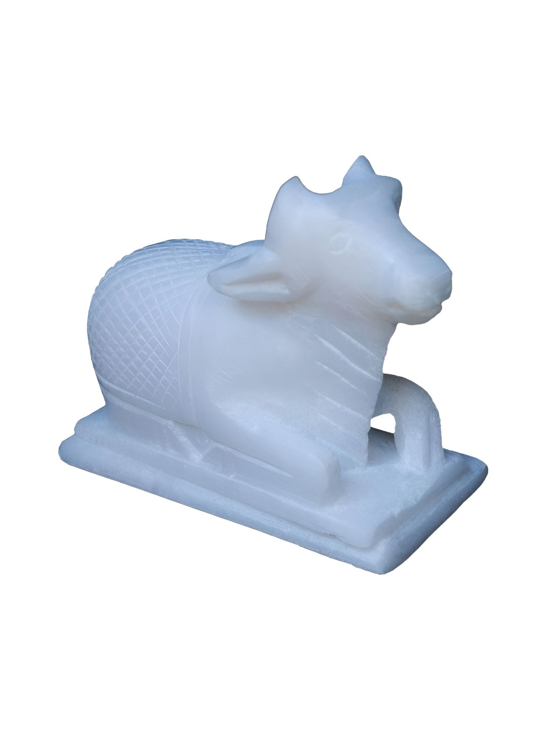 Navyaksh Nandi White Metal Metallic Prayer Room Small Showpiece - 2 Inches