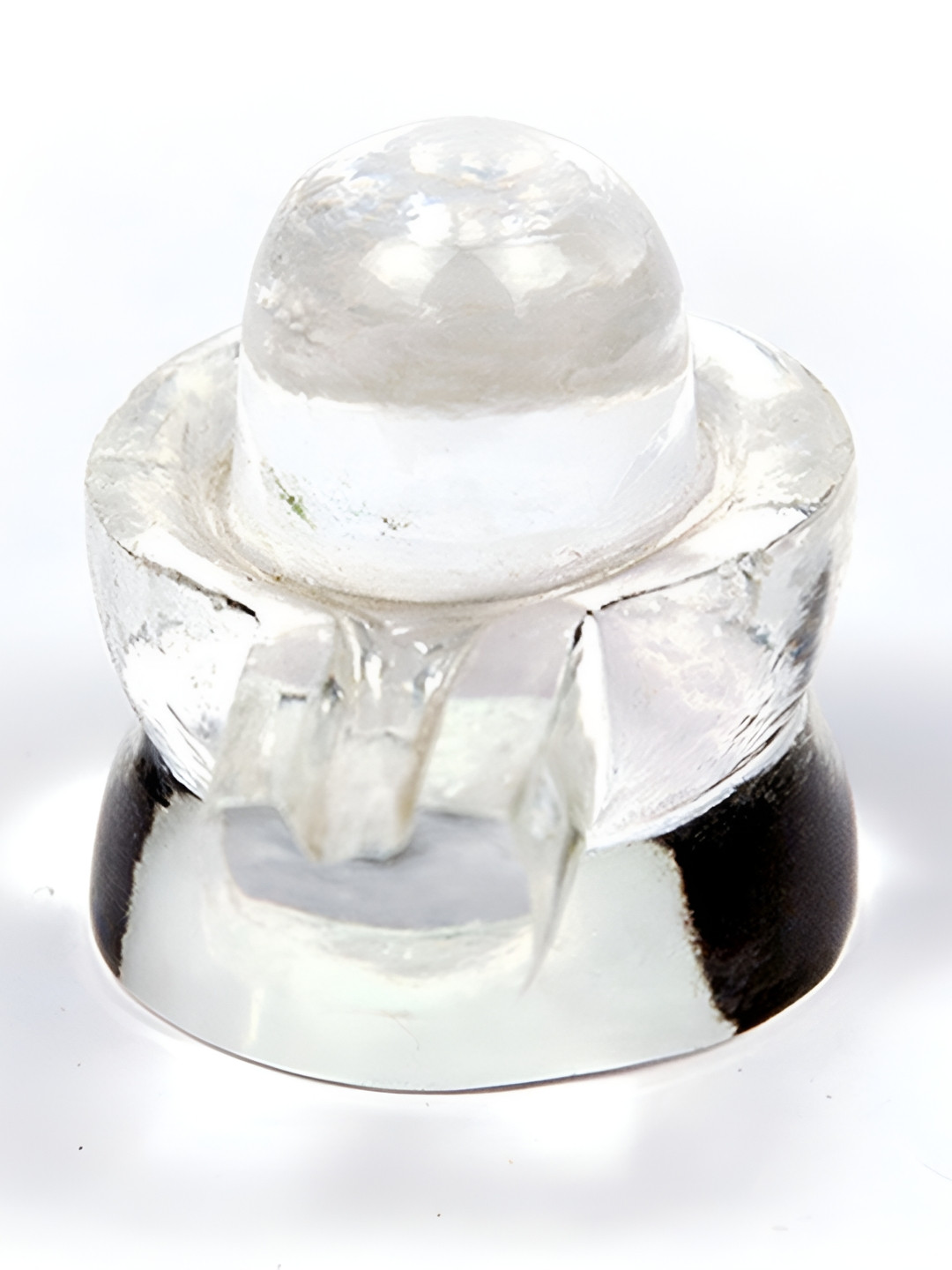Navyaksh Shiv Ling Transparent Glass Glossy Prayer Room Small Showpiece - 2 Inches