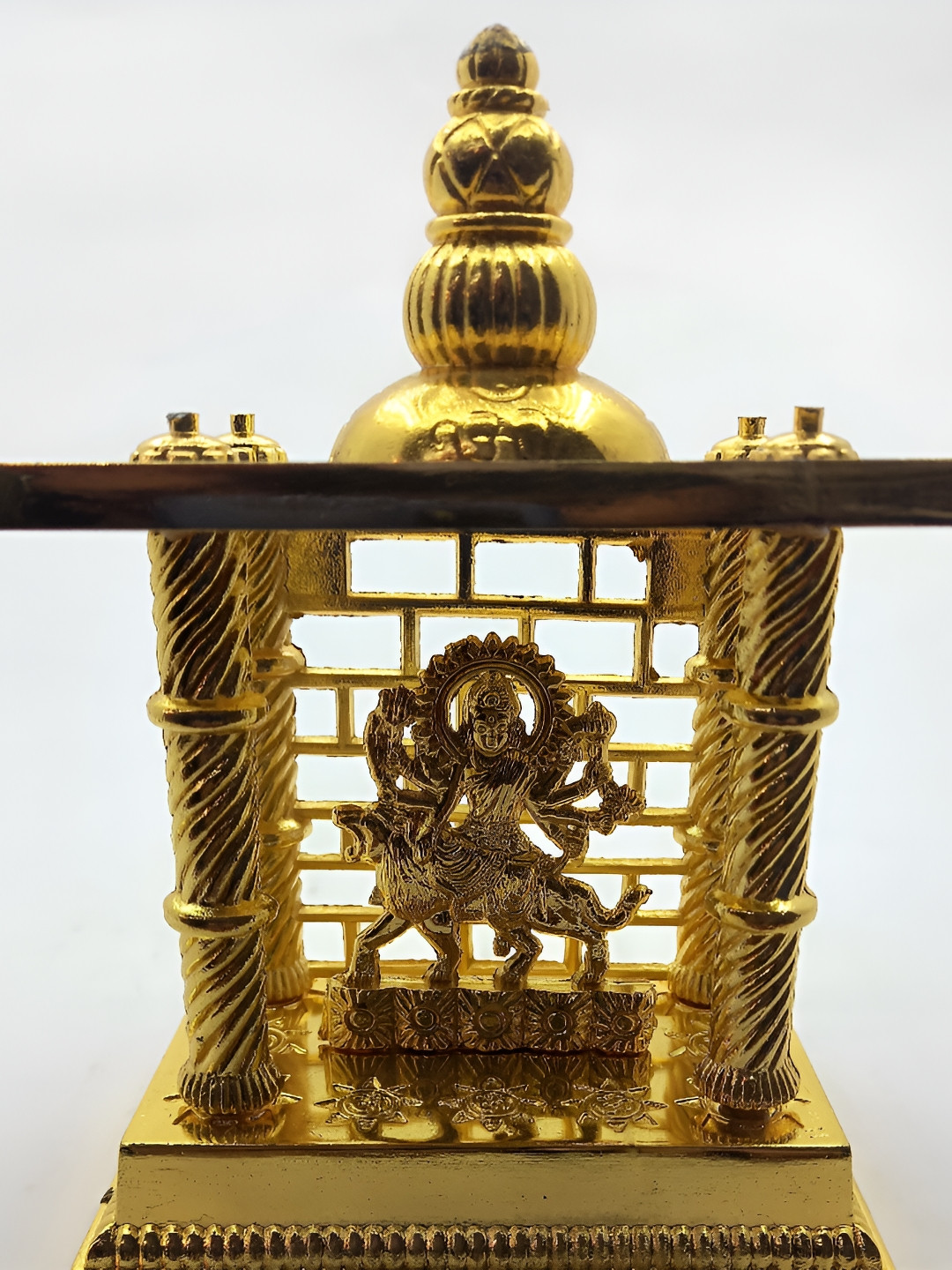 Navyaksh Durga in Temple Gold Brass Metallic Prayer Room Medium Showpiece - 4 Inches