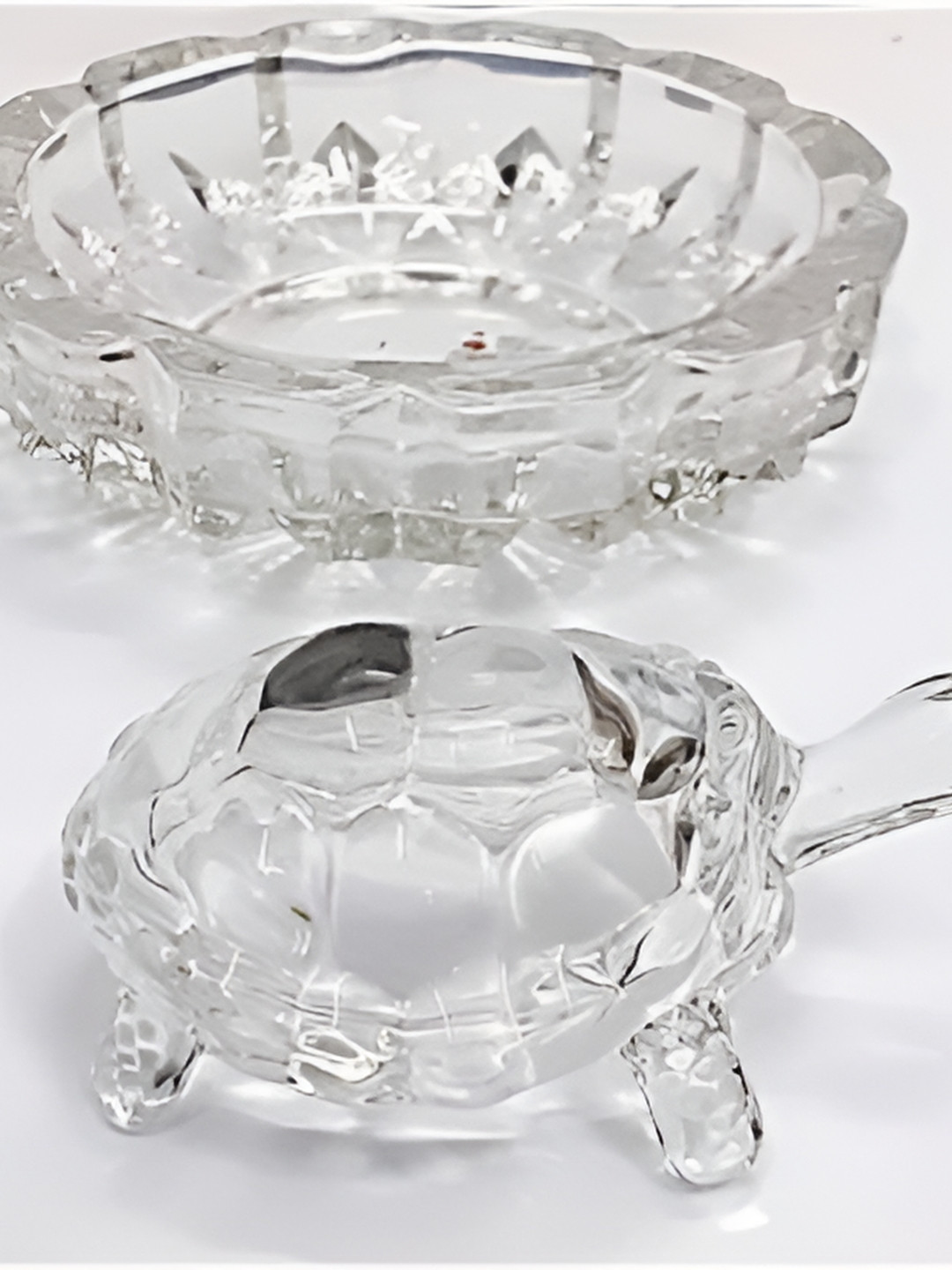 Navyaksh Transparent Glass Natural Prayer Room Set of 2 Small Showpieces - 4.3 Inches