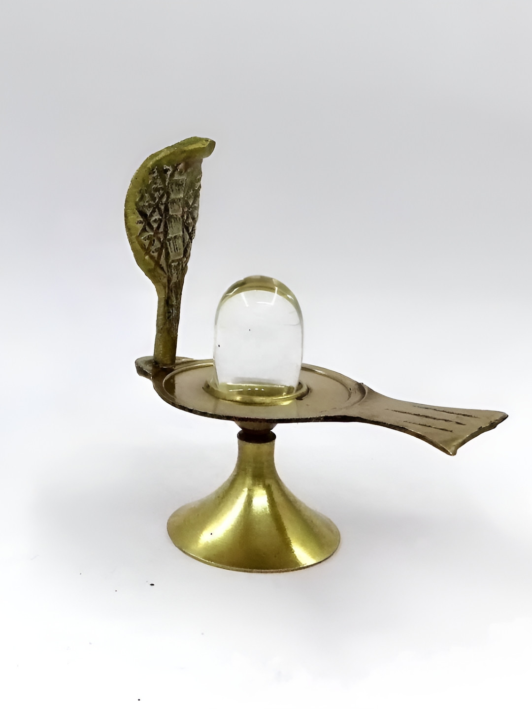 Navyaksh Jalheri Vrystal Pindi Yellow Brass Metallic Prayer Room Set of 2 Small Showpieces - 2.2 Inches