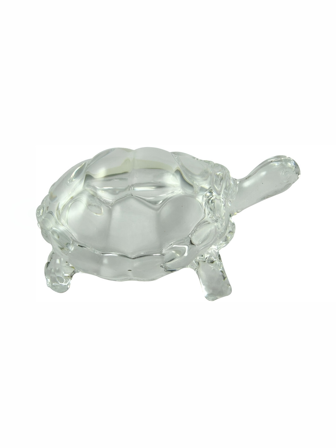 Navyaksh Tutrle White Glass Glossy Living Room Small Showpiece - 3.9 Inches