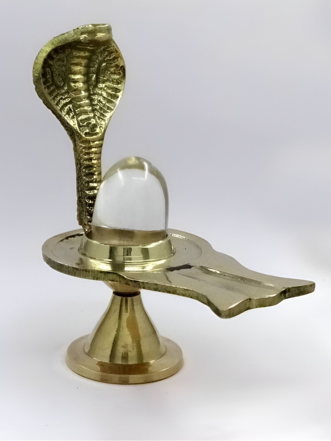 Navyaksh Jlaheri Glass Pindi Yellow Brass Glossy Prayer Room Set of 2 Small Showpieces - 4.3 Inches