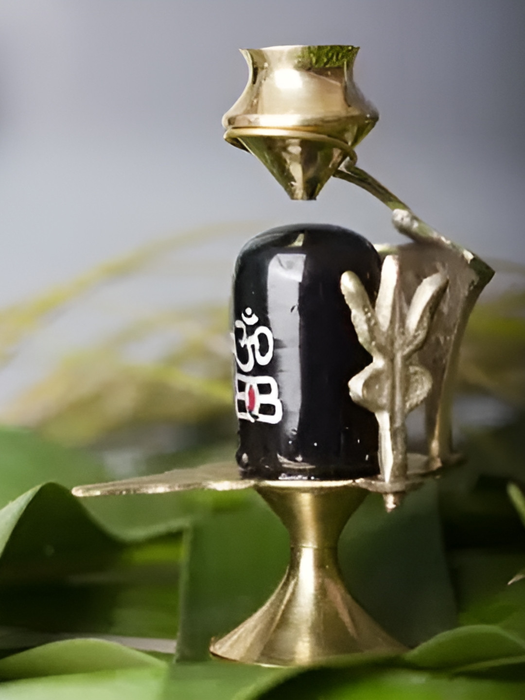 Navyaksh Loti Shivling Gold Brass Metallic Prayer Room Set of 6 Small Showpieces - 1.6 Inches